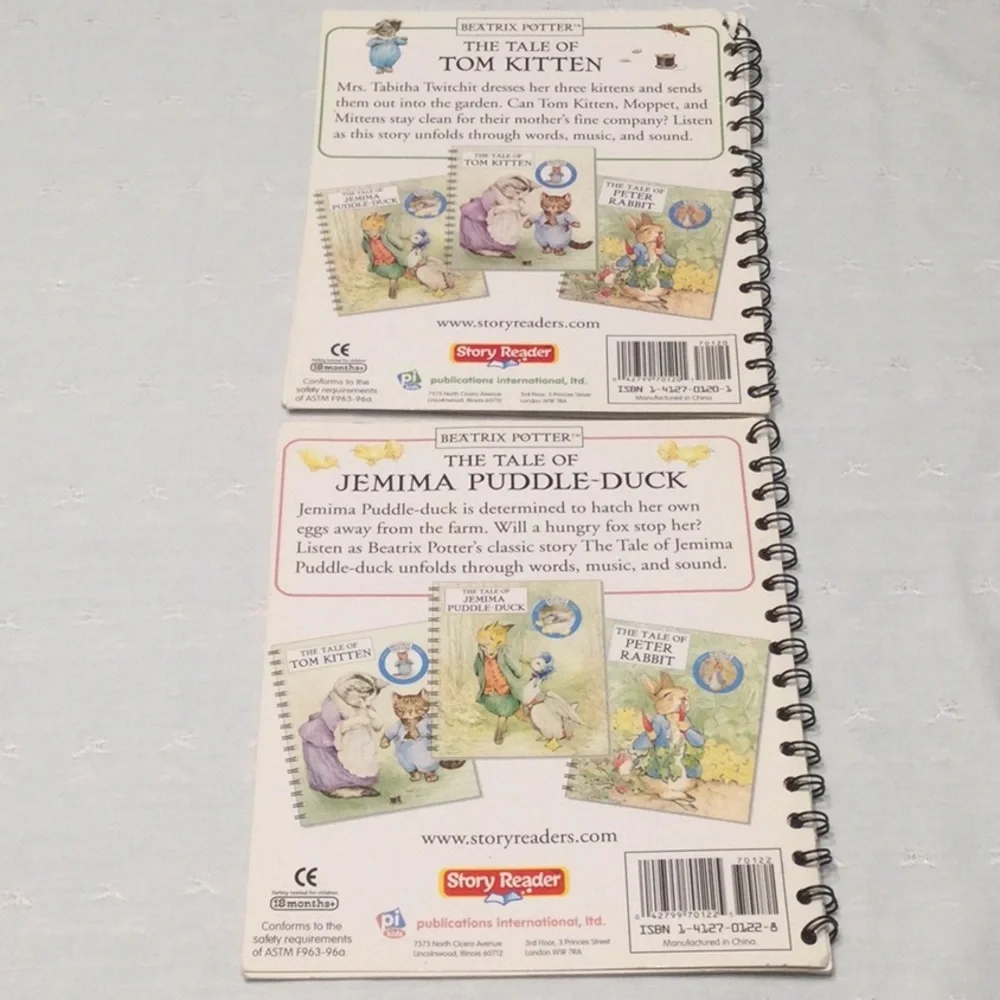 Beatrix Potter Spiral Books The Tale Of Tom Kitten & The Tale Of Puddle-Duck​